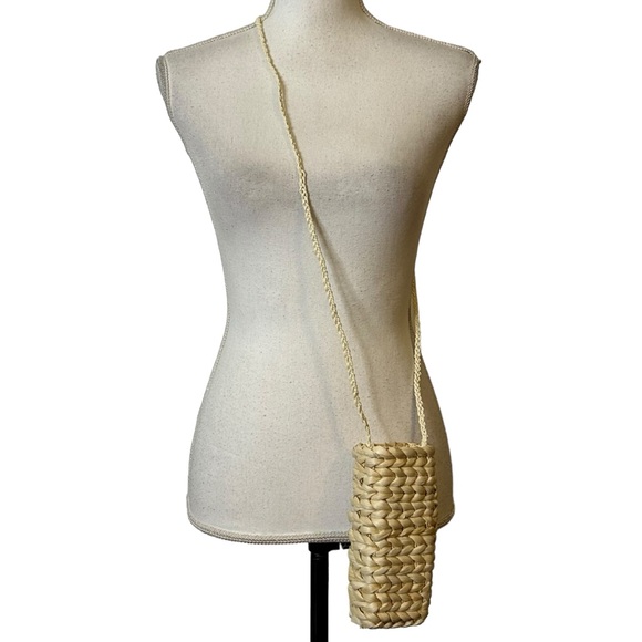 Rattan Woven Paper Straw Structured Mini Summer Beach Crossbody Bag Pouch - Picture 1 of 5
